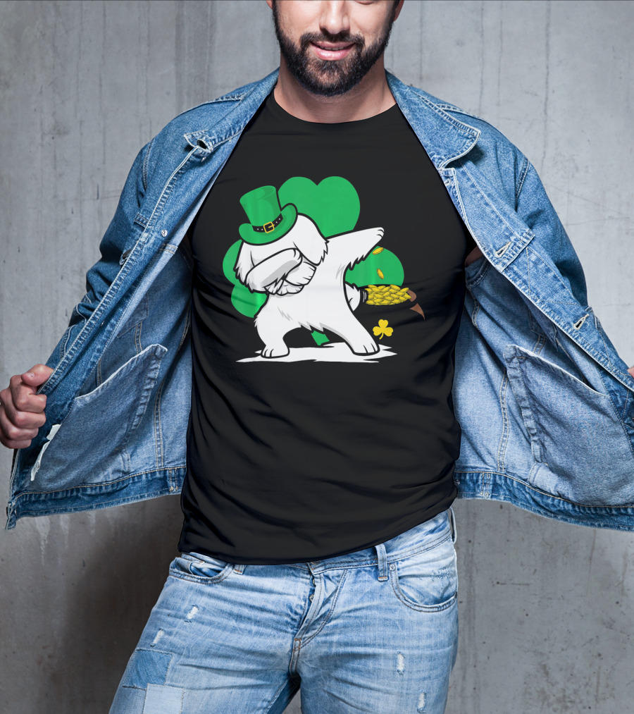 Maltese Dog Dabbing Leprechaun Dance St Patricks Day T-Shirt