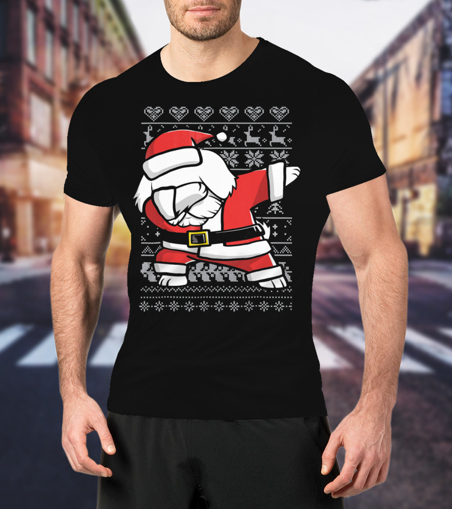 Maltese Santa Dab Reindeer Snowflakes Hearts Ugly T-Shirt