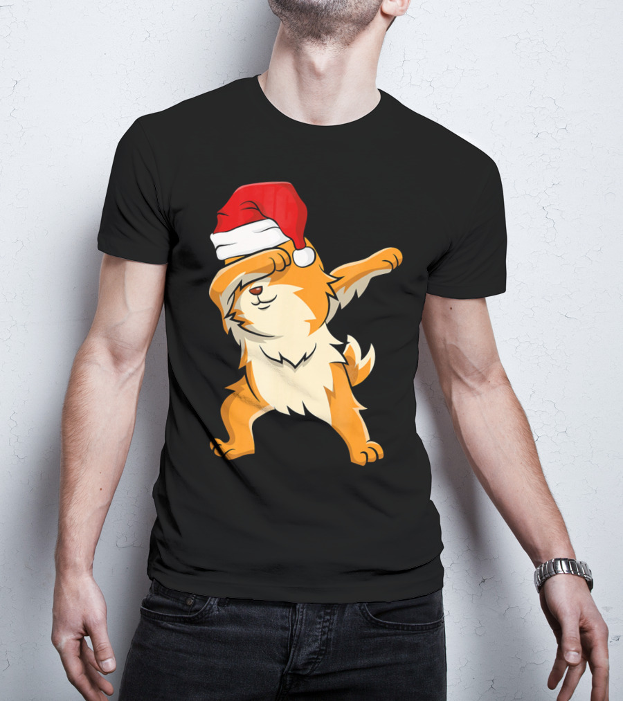 Dabbing Pomeranian With Santa Hat T-Shirt