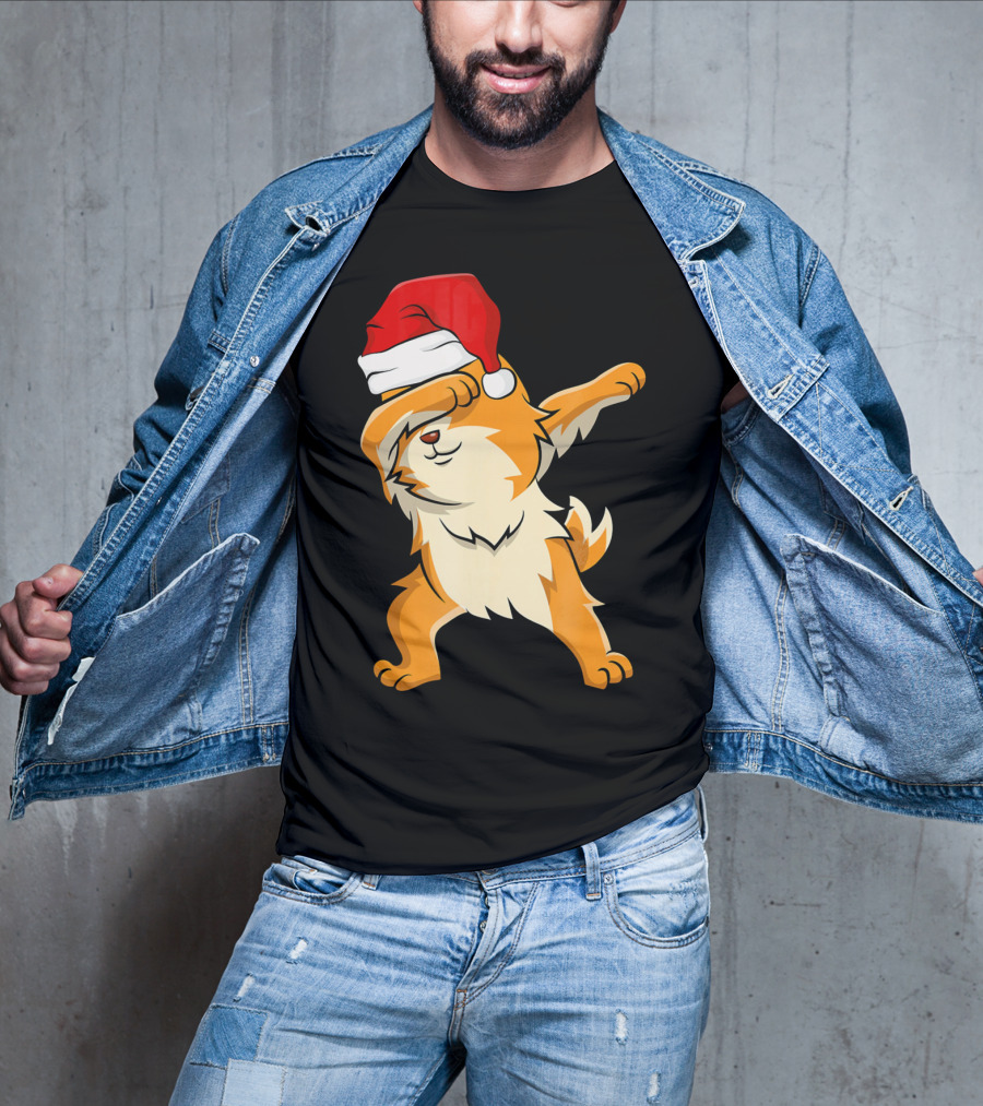 Dabbing Pomeranian With Santa Hat T-Shirt