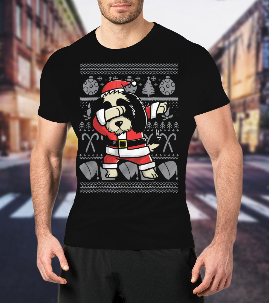 Santa Dabbing Shih Tzu Dog Ugly Christmas T-Shirt