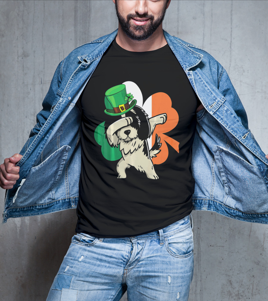 Dabbing Shih Tzu Shamrock Irish Hat Flag T-Shirt