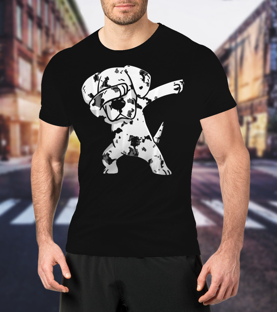 Dabbing White Great Dane Dab Dance Spotted Dog T-Shirt