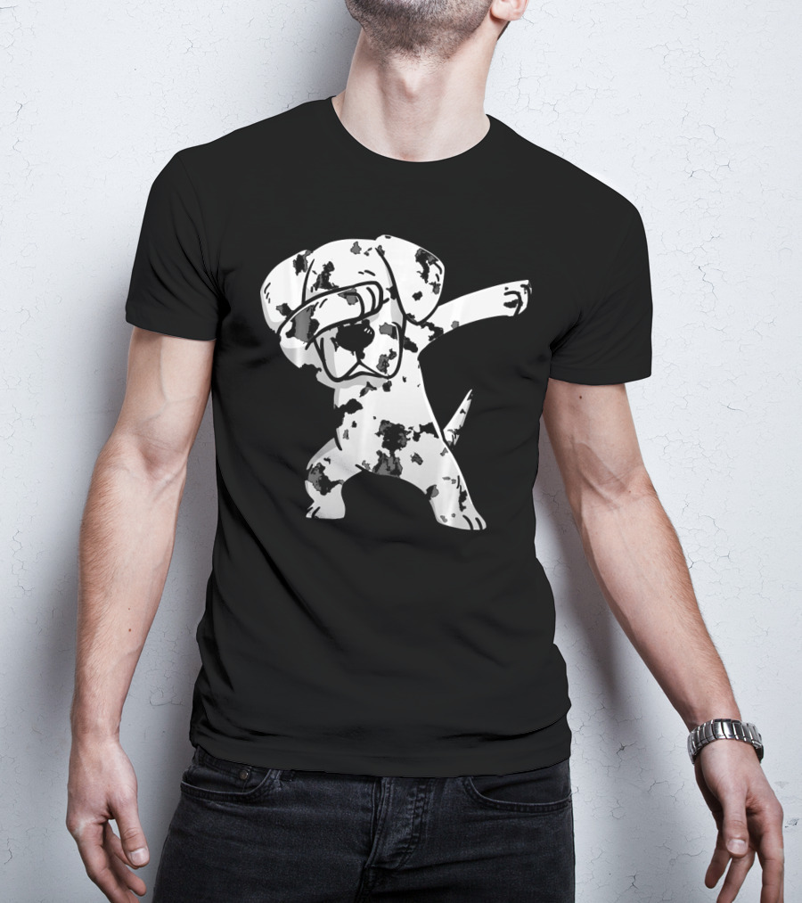Dabbing White Great Dane Dab Dance Spotted Dog T-Shirt