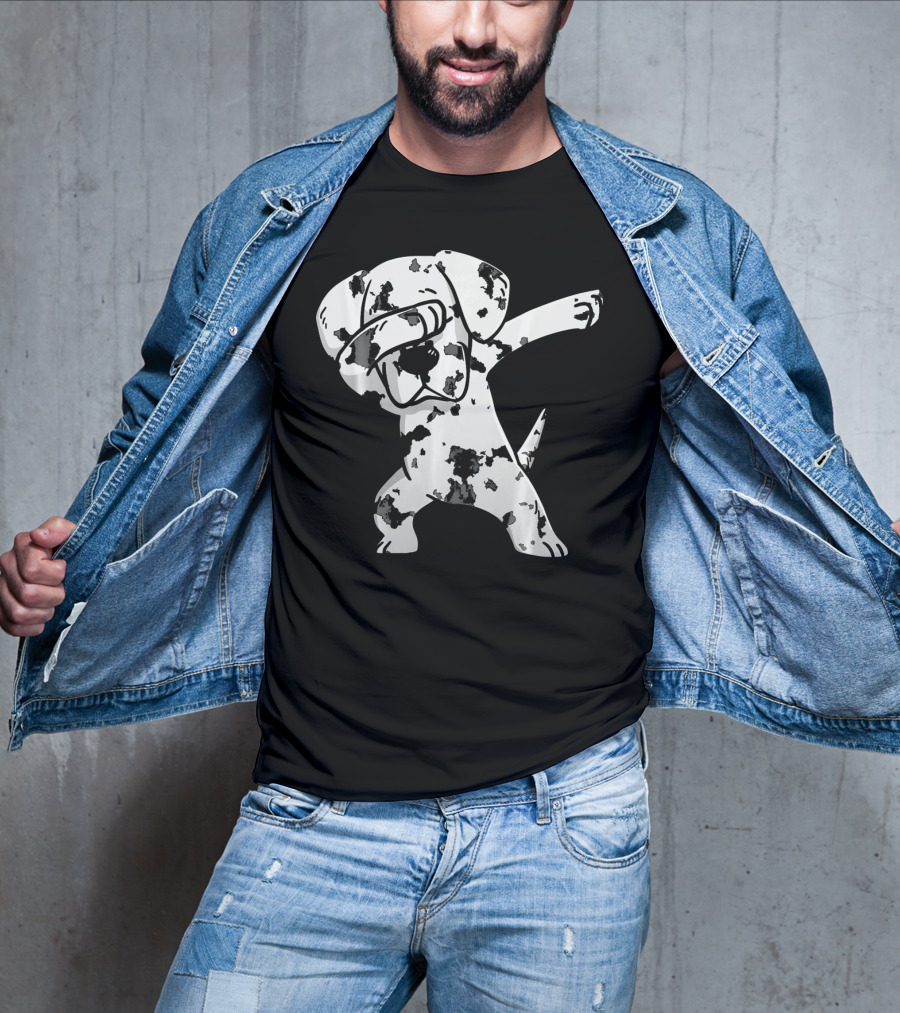 Dabbing White Great Dane Dab Dance Spotted Dog T-Shirt