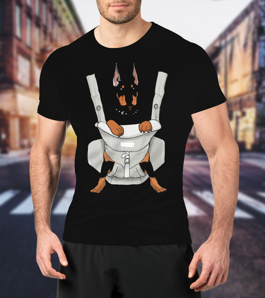 Carrier Doberman With Cartoon Baby Harness T-Shirt