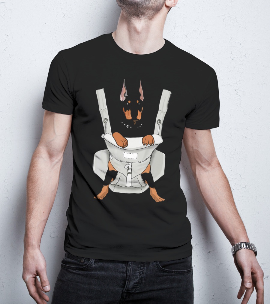 Carrier Doberman With Cartoon Baby Harness T-Shirt