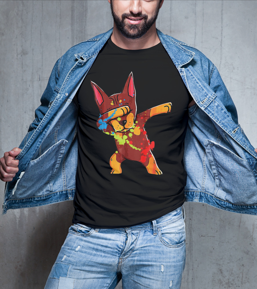 Doberman Pinscher Colorful Dabbing Funny Dab Dance T-Shirt