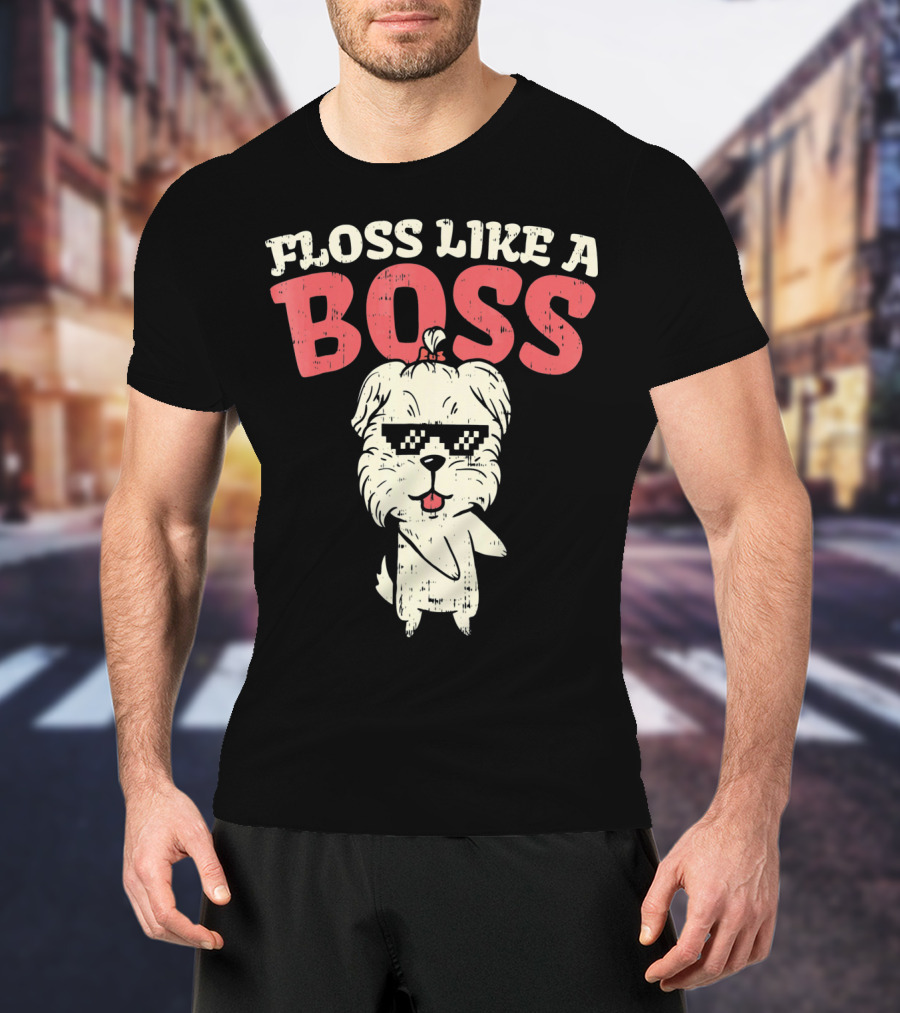 Floss Like A Boss Dance Flossing Shih Tzu With Sunglasses T-Shirt