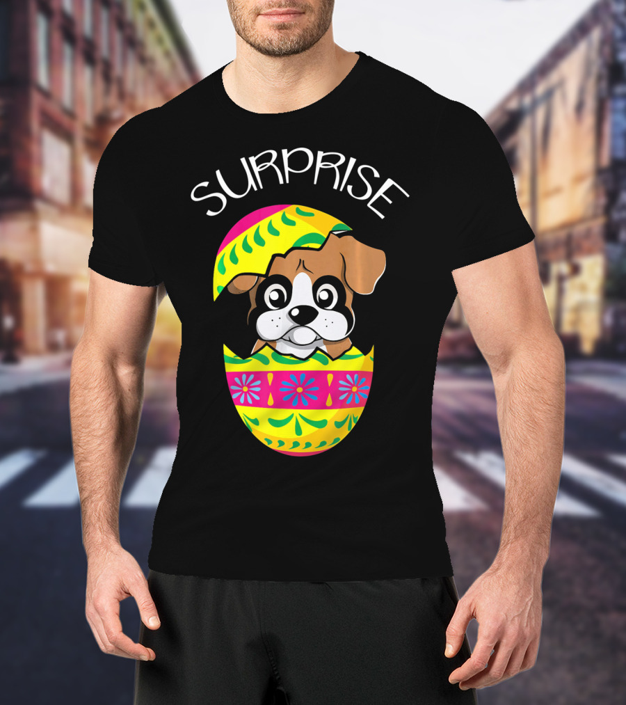 Surprise Funny Cute Puppy Boxer Hatches Easter Egg T-Shirt
