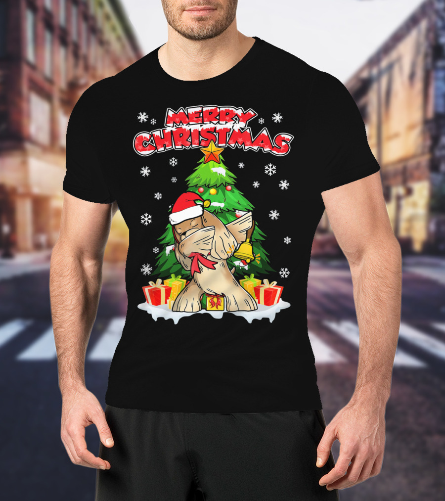 Merry Christmas Funny Dabbing Cocker Spaniel Holiday Tree Snowflakes Presents T-Shirt