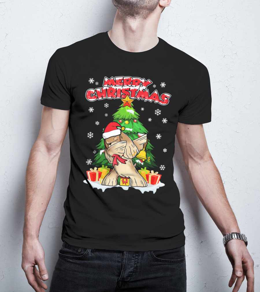 Merry Christmas Funny Dabbing Cocker Spaniel Holiday Tree Snowflakes Presents T-Shirt