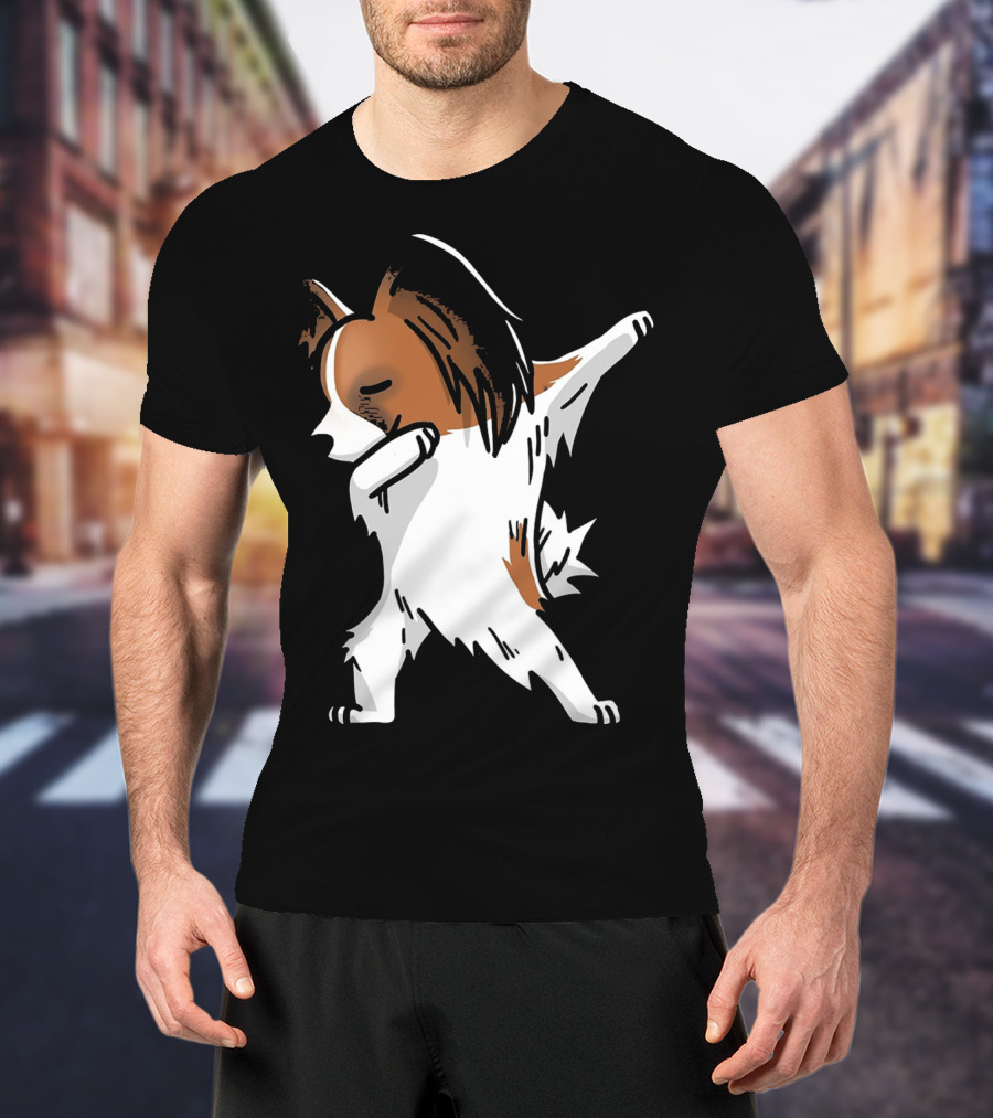 Funny Dancing Papillon Dog Birthday Celebration Party T-Shirt