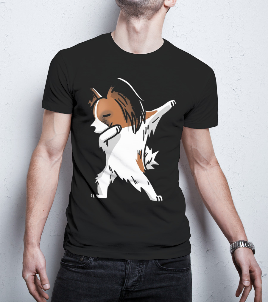 Funny Dancing Papillon Dog Birthday Celebration Party T-Shirt