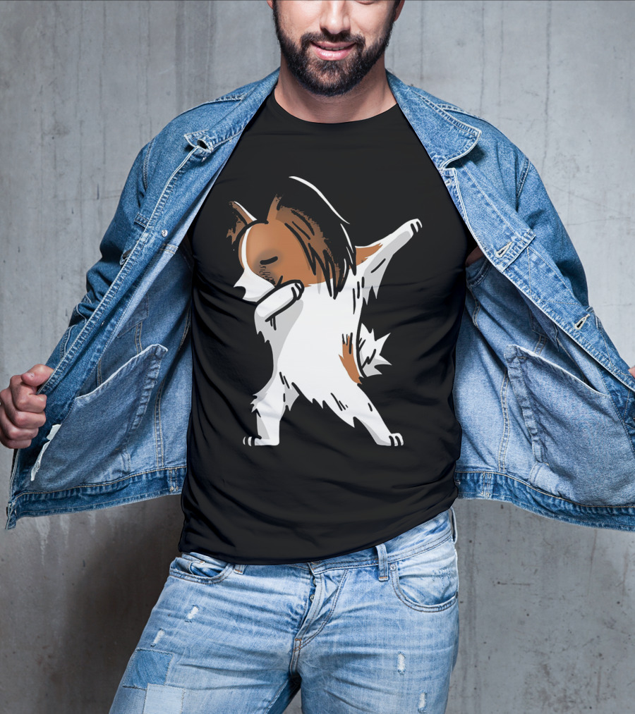 Funny Dancing Papillon Dog Birthday Celebration Party T-Shirt