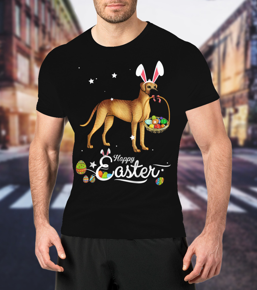 Happy Easter Great Dane Bunny Ears With Eggs Basket T-Shirt