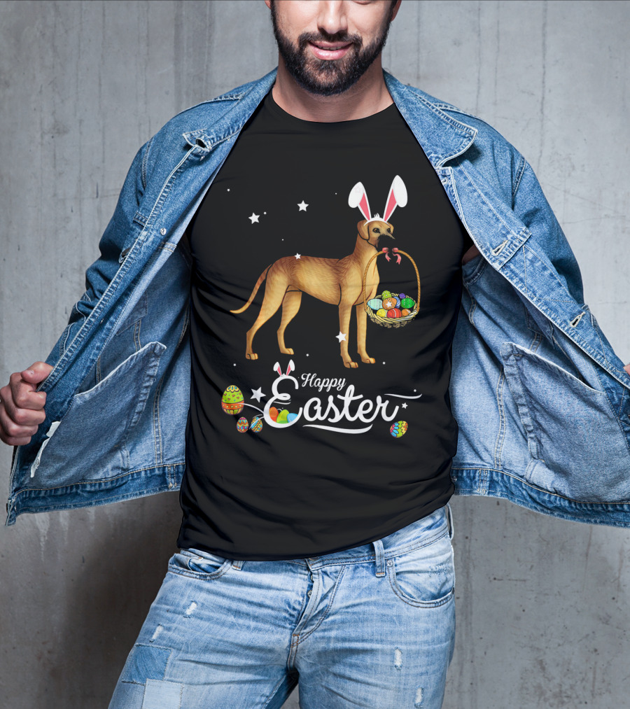 Happy Easter Great Dane Bunny Ears With Eggs Basket T-Shirt