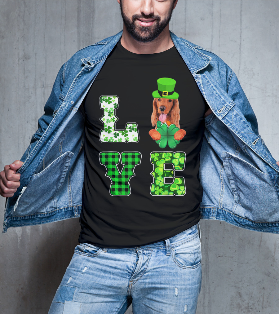LOVE Funny St Patricks Day Cocker Spaniel Lover T-Shirt