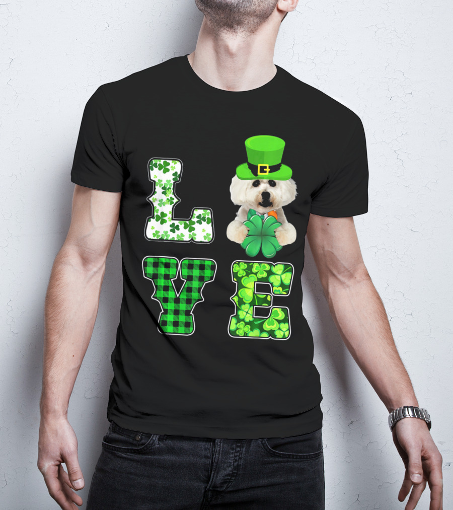 Funny St Patricks Day Maltese Love Shamrock Clovers T-Shirt