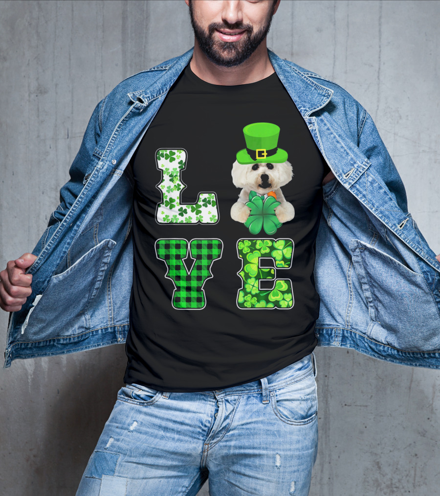 Funny St Patricks Day Maltese Love Shamrock Clovers T-Shirt