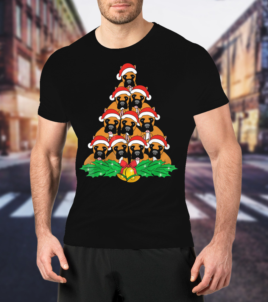 Great Dane Christmas Santa Hat Tree Dog Xmas Lover T-Shirt