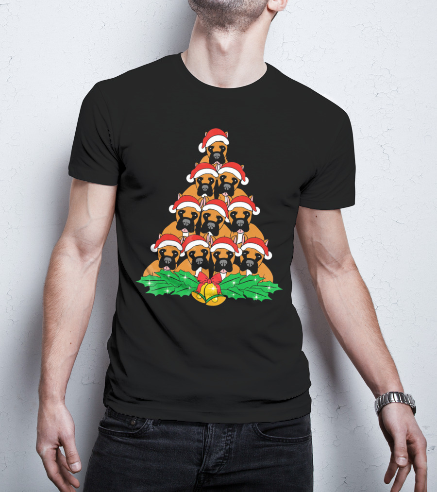 Great Dane Christmas Santa Hat Tree Dog Xmas Lover T-Shirt