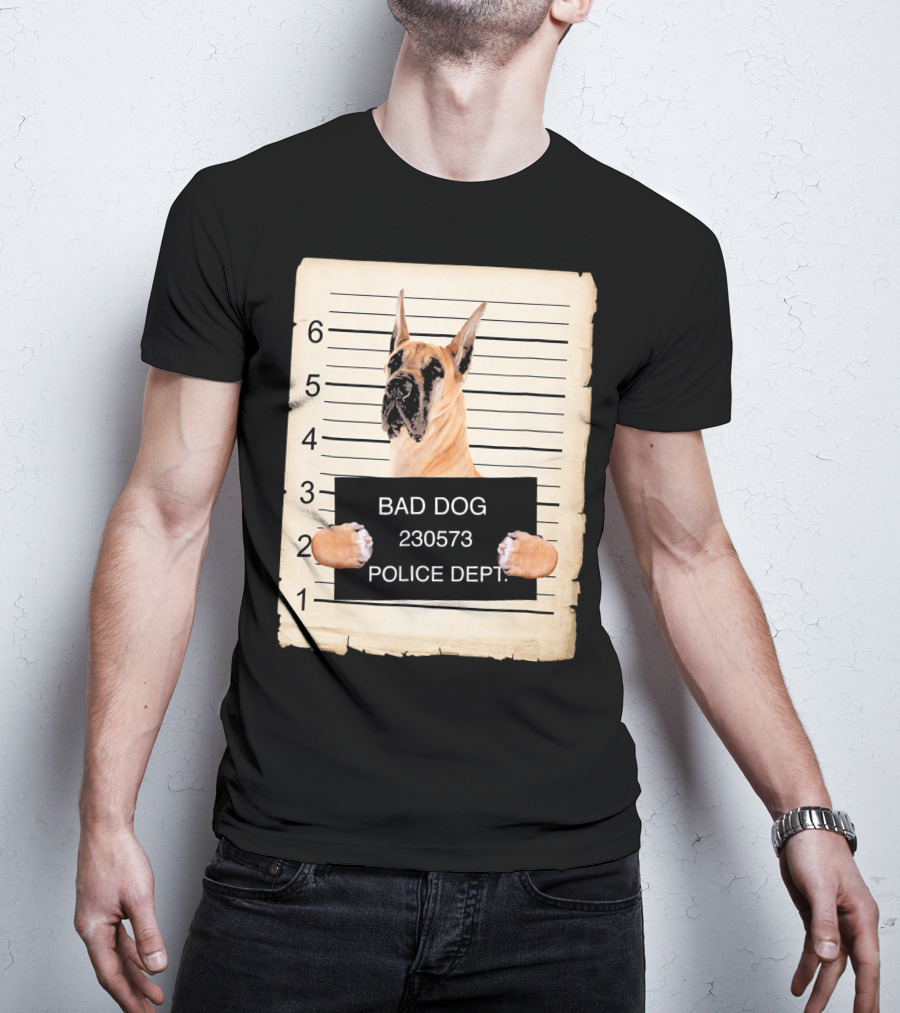 Great Dane Bad Dog Police Dept Mugshot 230573 T-Shirt