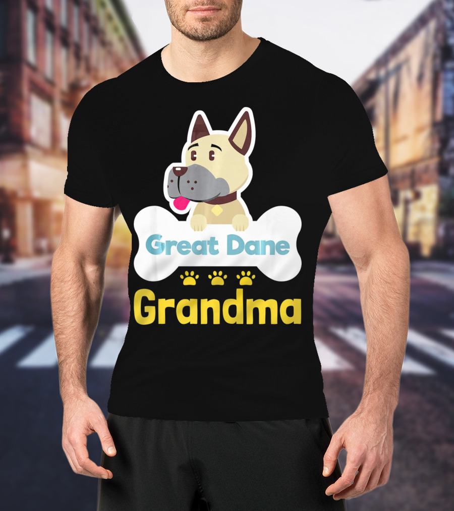 Great Dane Grandma Dog Bone With Paw Prints T-Shirt