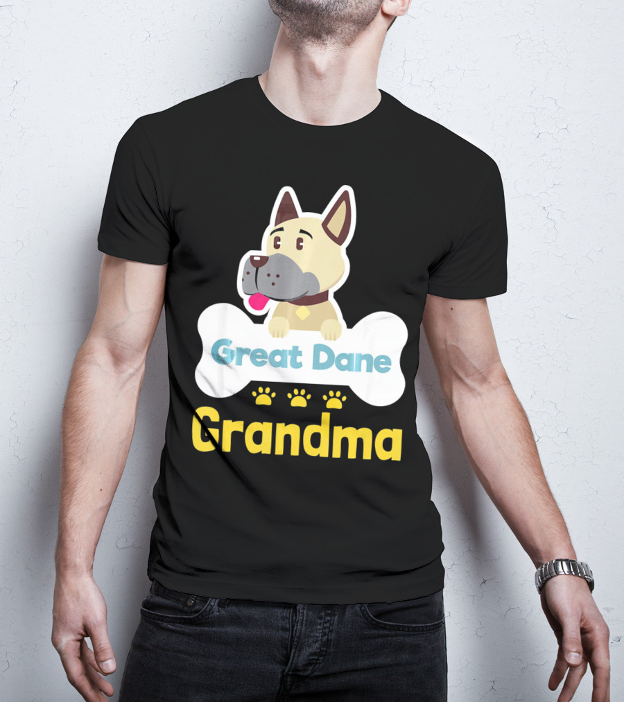 Great Dane Grandma Dog Bone With Paw Prints T-Shirt