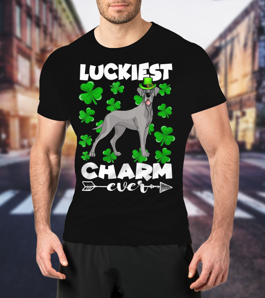 Luckiest Charm Ever Great Dane Shamrocks Hat T-Shirt