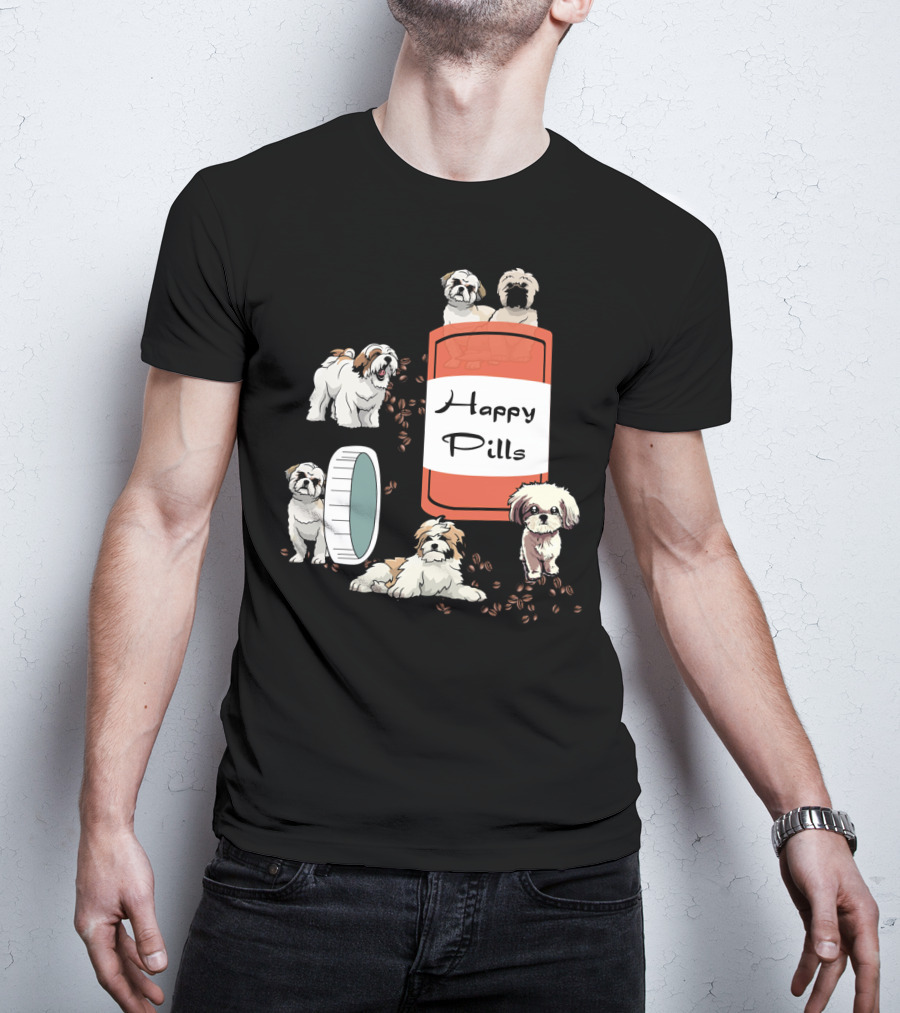 Happy Pills Shih Tzu Dog Cute Canine Fun Playful Puppy T-Shirt