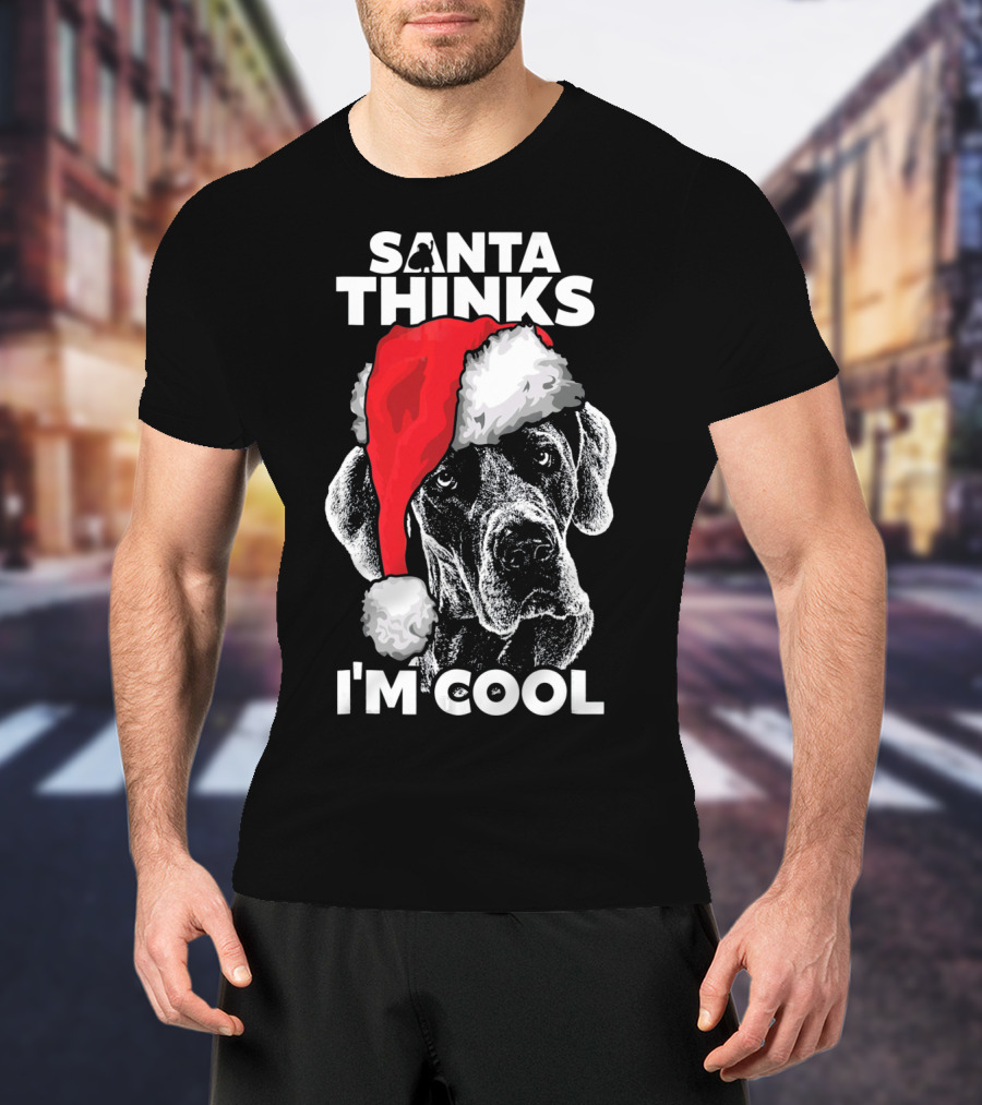 Santa Thinks I'm Cool Great Dane T-Shirt