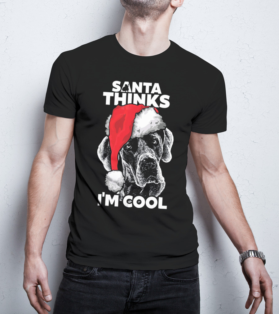 Santa Thinks I'm Cool Great Dane T-Shirt