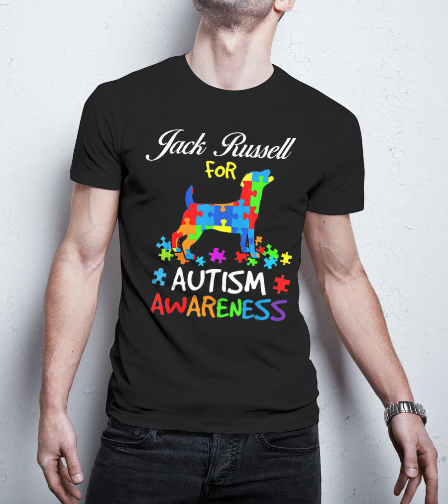 Jack Russell Dog For Autism Awareness Puzzle Pieces T-Shirt