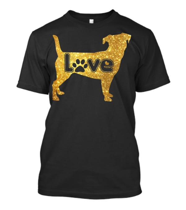 Jack Russell Gold Love Valentine Paw Print Dog T-Shirt
