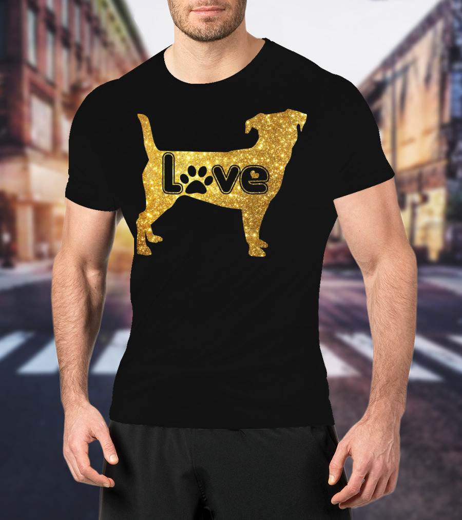 Jack Russell Gold Love Valentine Paw Print Dog T-Shirt