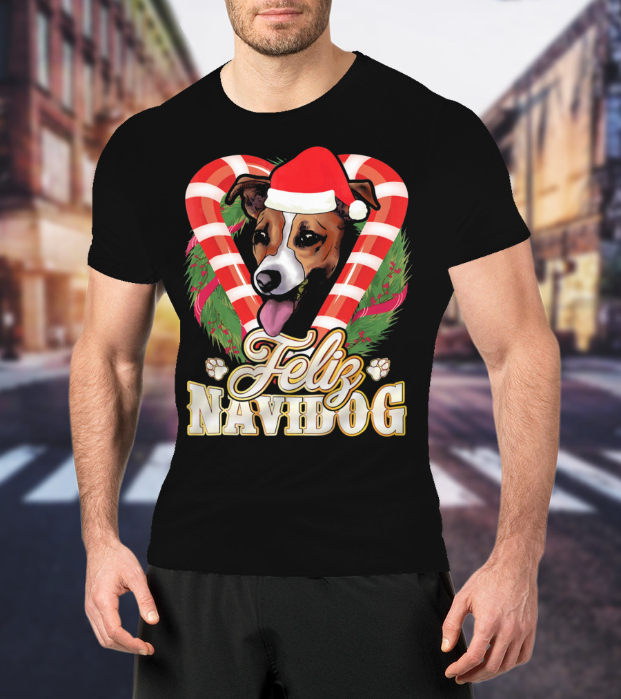 Feliz Navidog Jack Russell Terrier Santa Claus T-Shirt