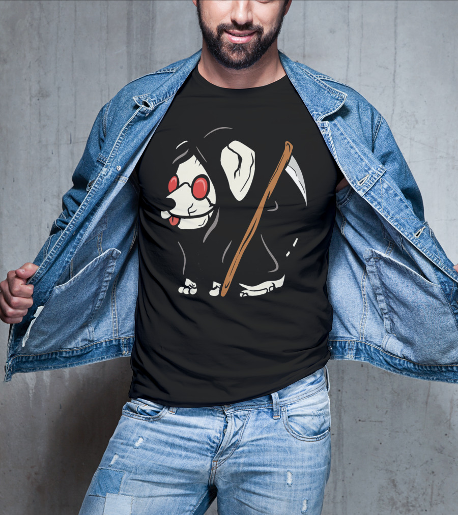 Jack Russell Terrier Reaper With Scythe And Red Glasses T-Shirt