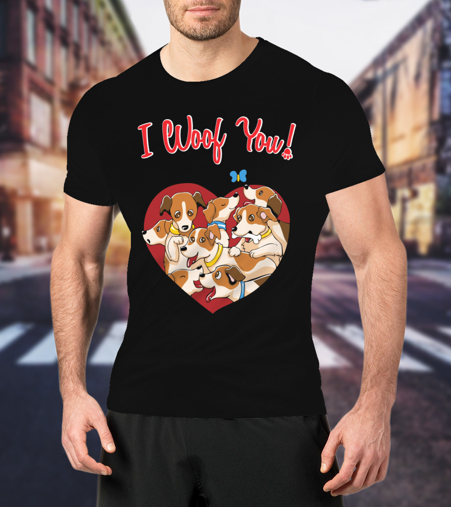 I Woof You Jack Russell Terrier Valentines Day Heart Puppies T-Shirt