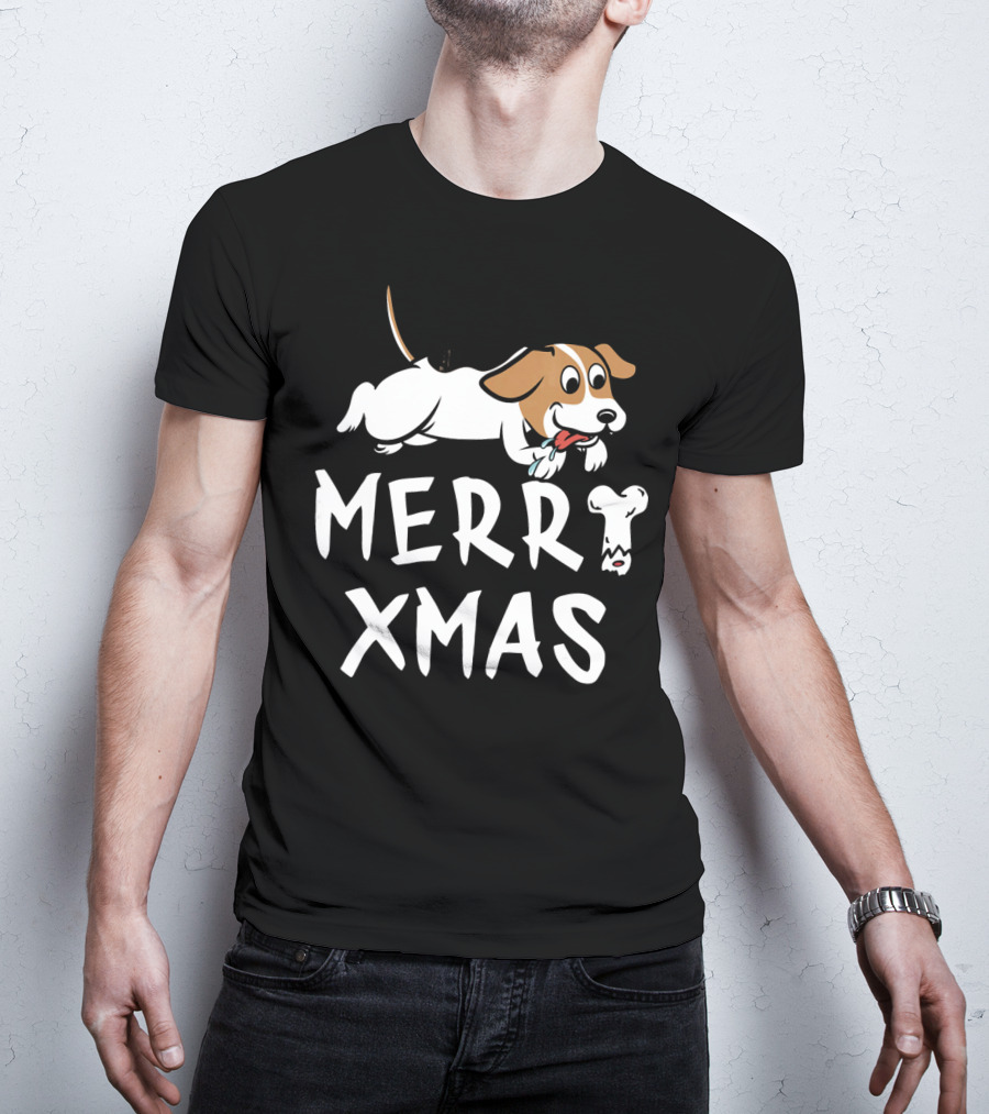 Jack Russell Terrier Merry Xmas With Bone T-Shirt