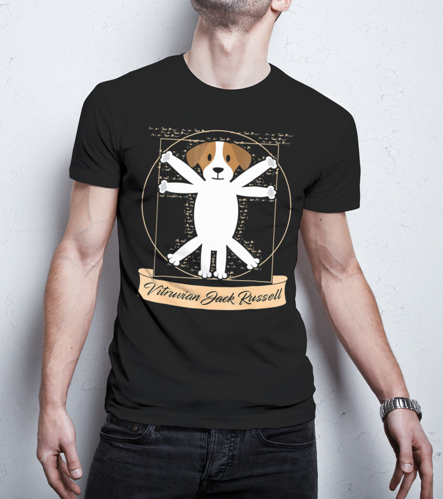 Vitruvian Jack Russell Terrier Man Dog T-Shirt