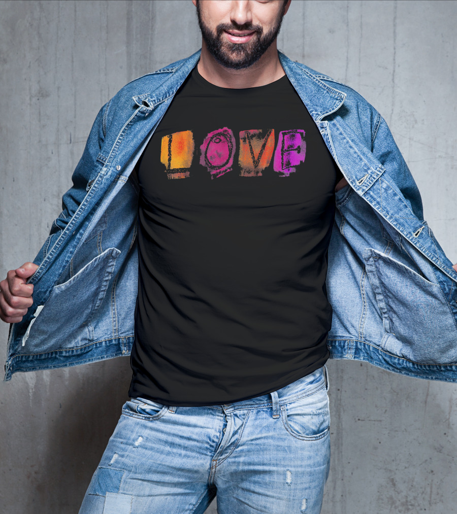 Love Colorful Watercolor Block Style Vibrant Letters T-Shirt