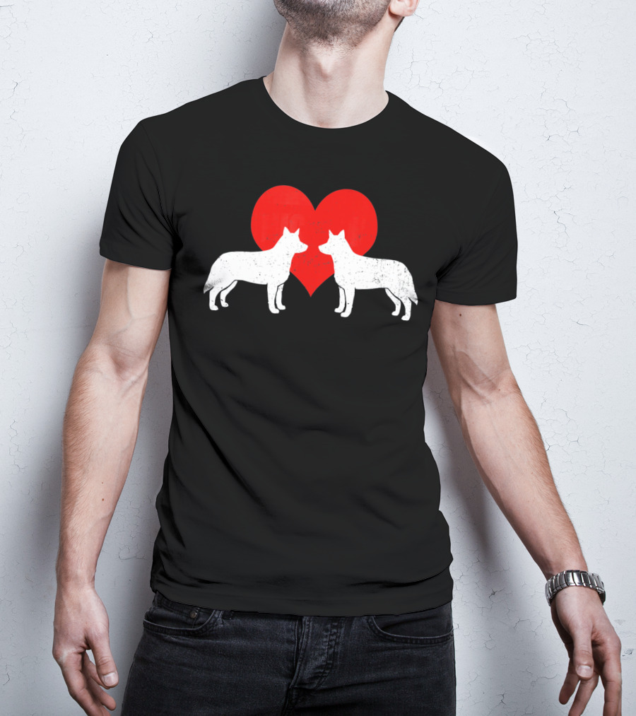 Australian Blue Heeler Heart Silhouette Valenti T-Shirt