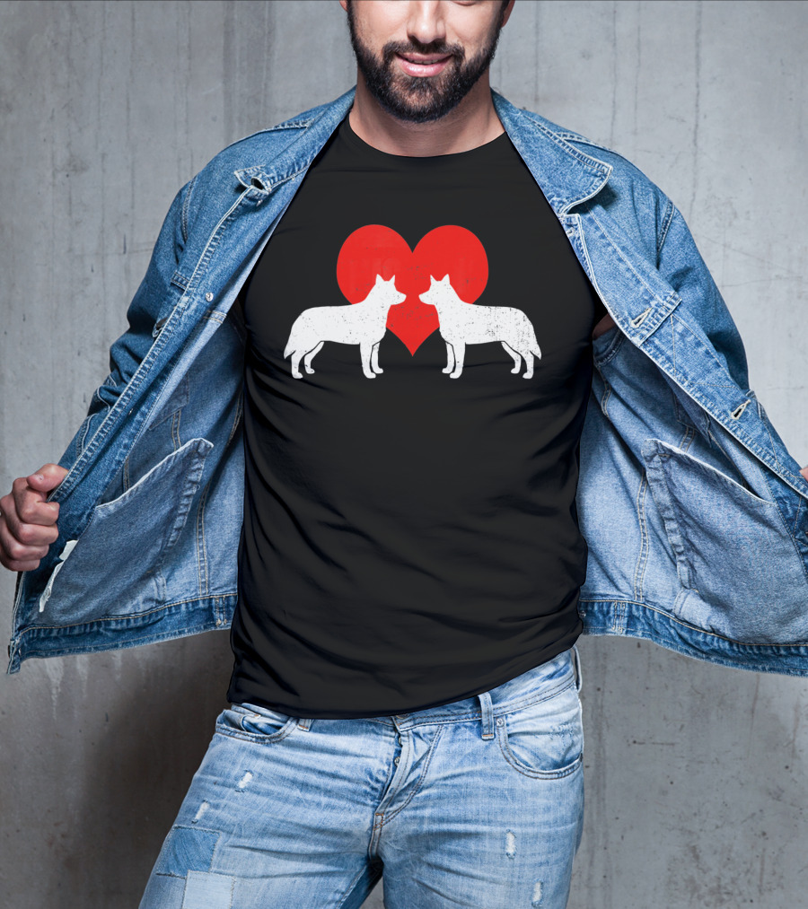 Australian Blue Heeler Heart Silhouette Valenti T-Shirt
