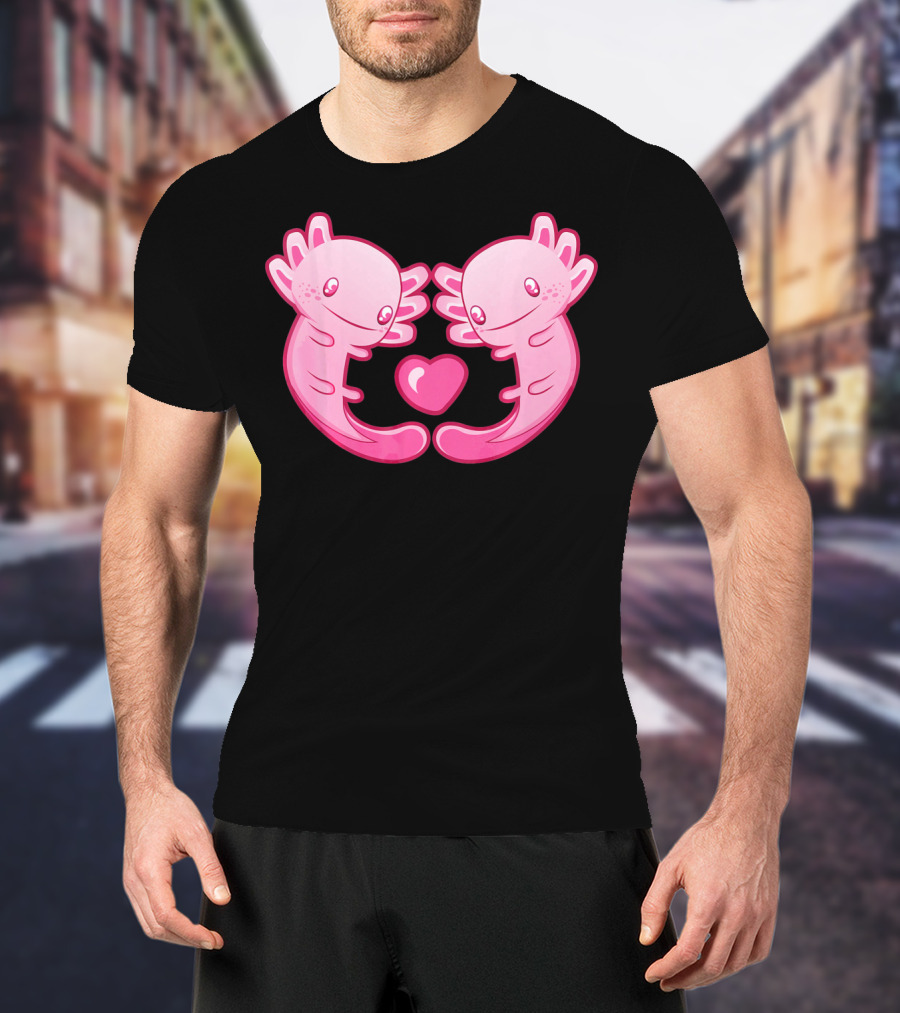 Axolotl Love Heart Cute Valentine's Amphibian T-Shirt