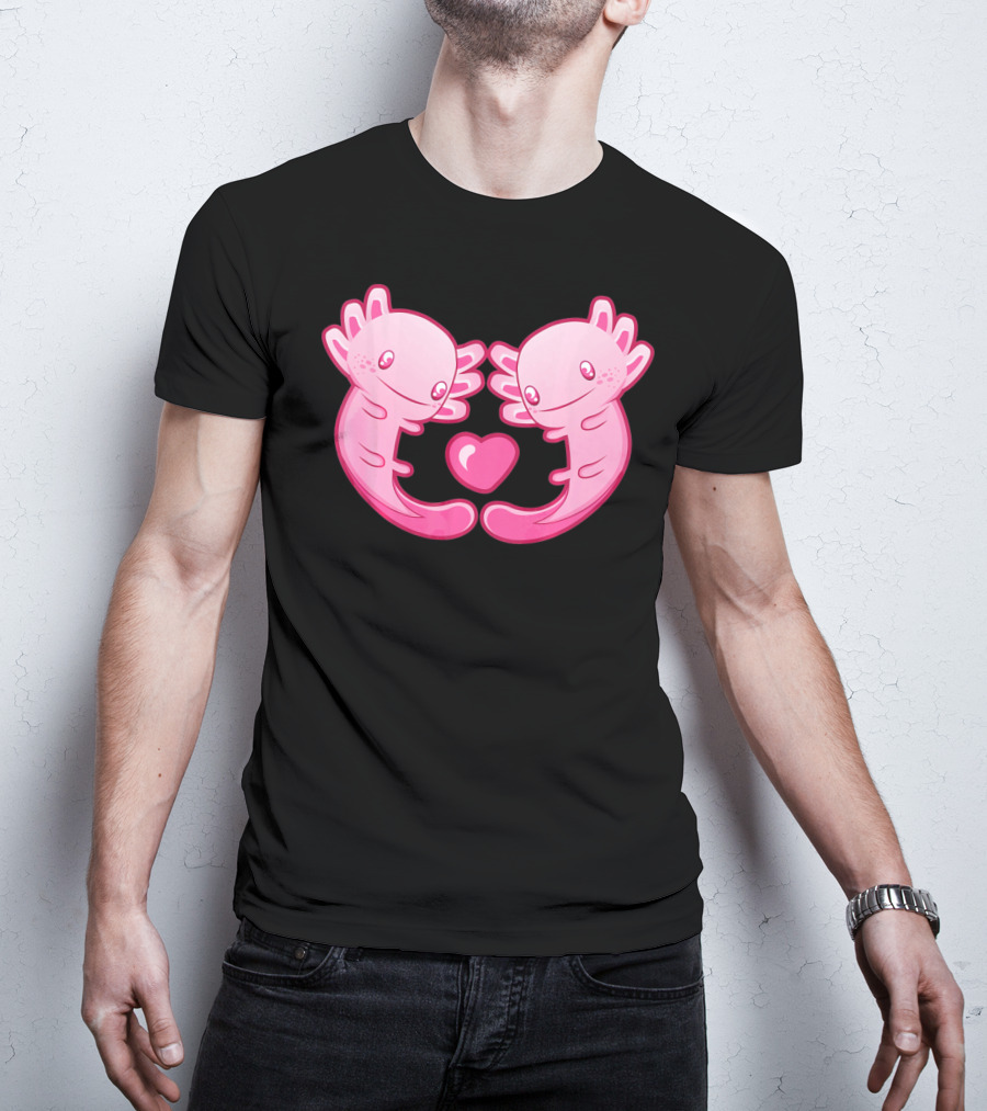 Axolotl Love Heart Cute Valentine's Amphibian T-Shirt
