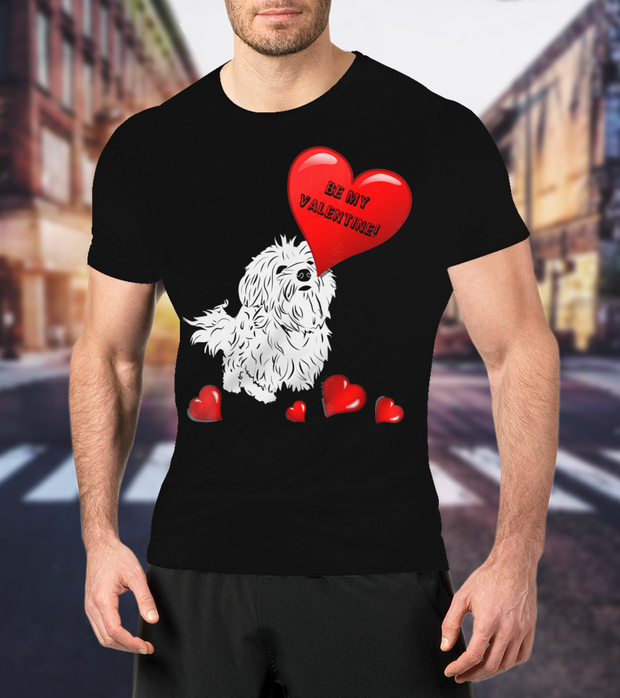 Be My Valentine Maltese Dogs In Love With Red Hearts T-Shirt