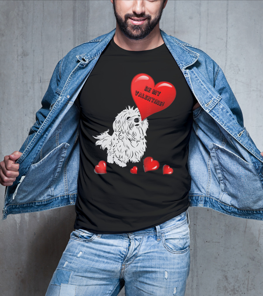 Be My Valentine Maltese Dogs In Love With Red Hearts T-Shirt