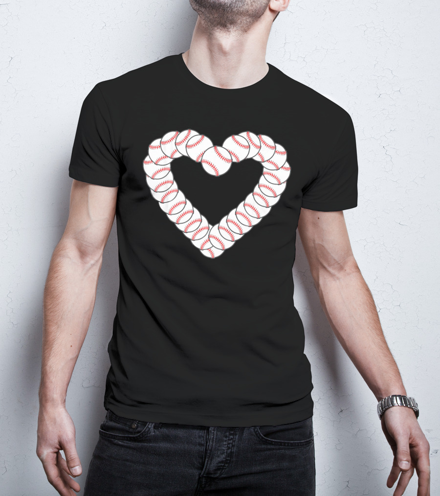 Baseball Heartbeat Valentine Heart With Baseballs T-Shirt