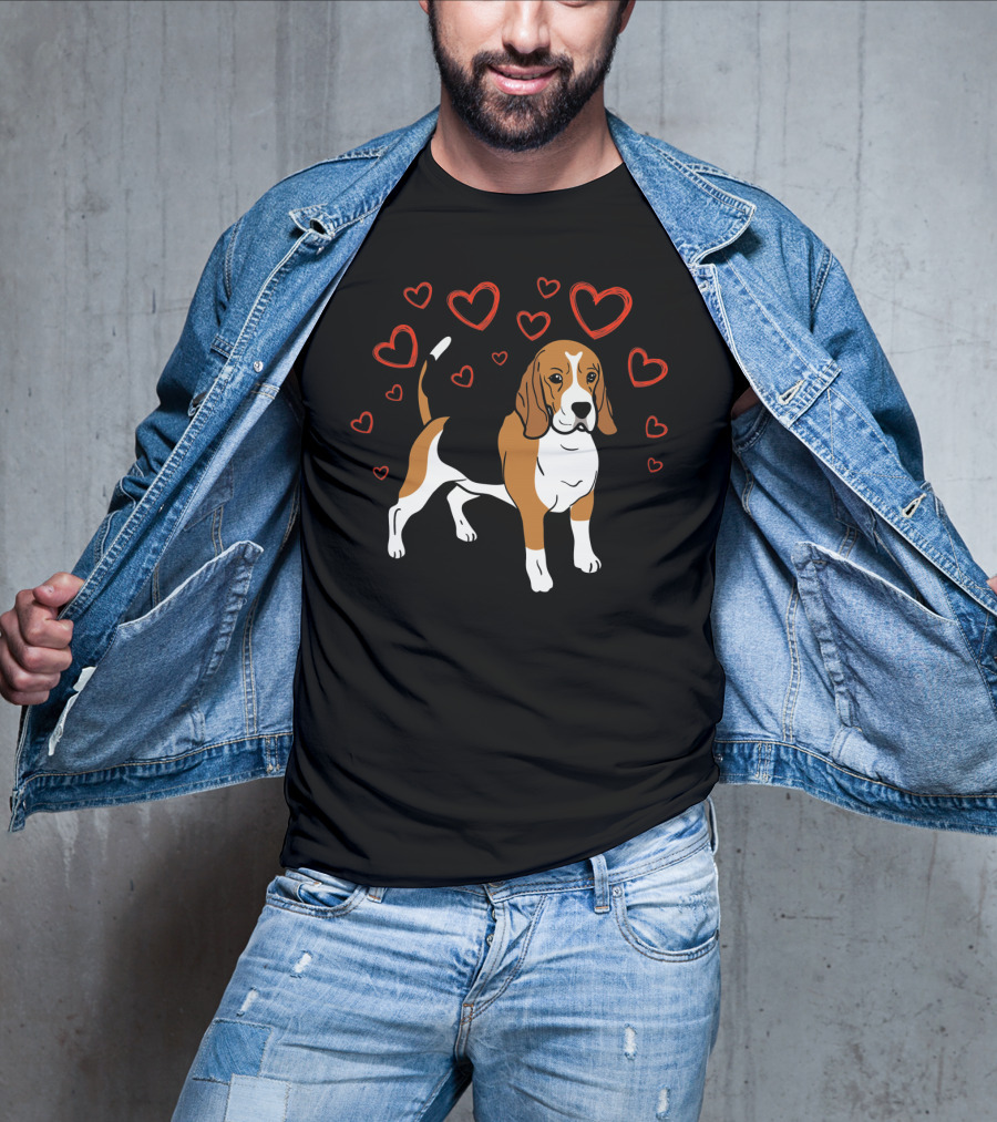 Beagle Surrounded By Hearts Valentine T-Shirt